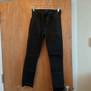 JUST BLACK GRAY FRAYED SKINNY JEANS, SIZE 27